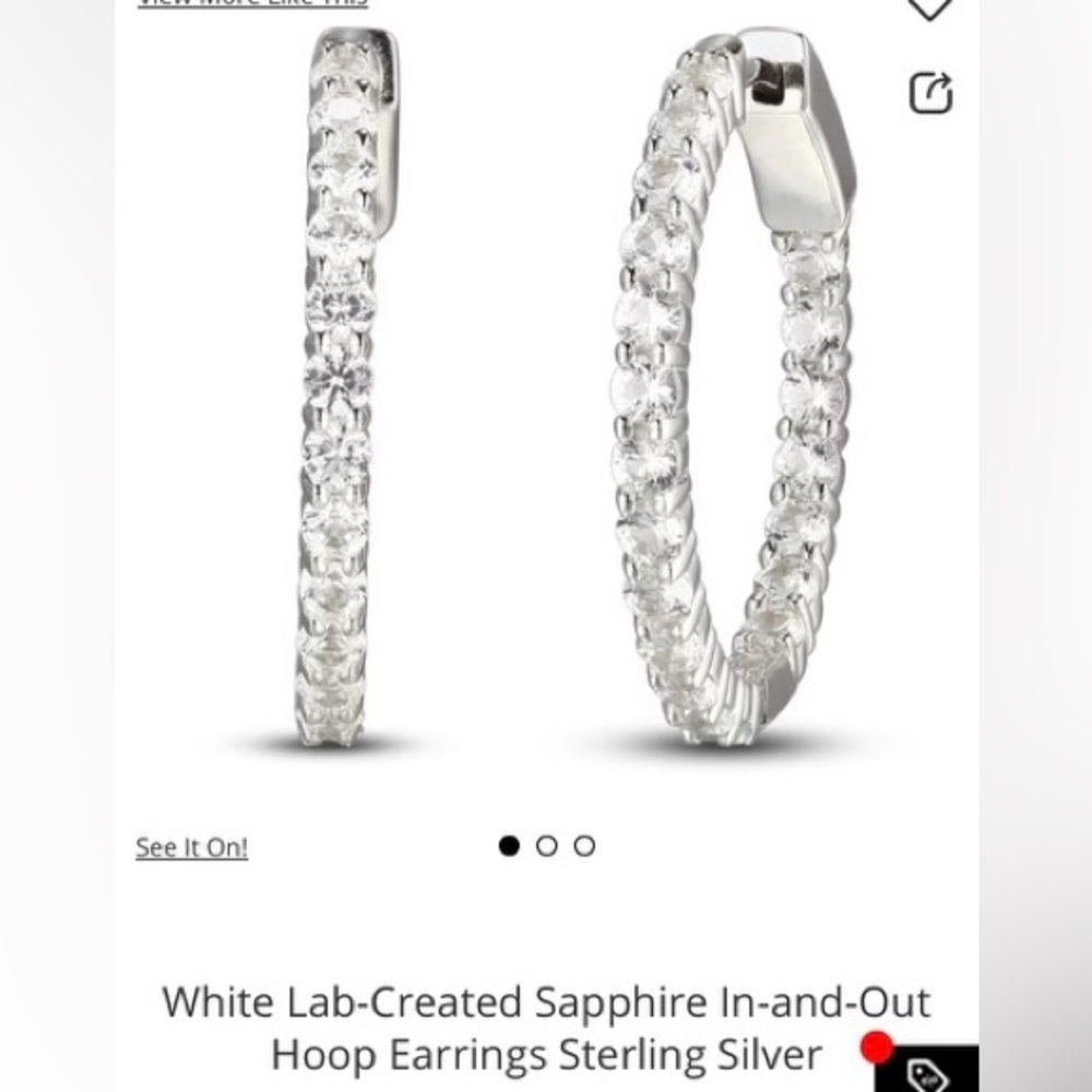Kay Jewelers - White Lab created Sapphire In and Out Hoop Earrings